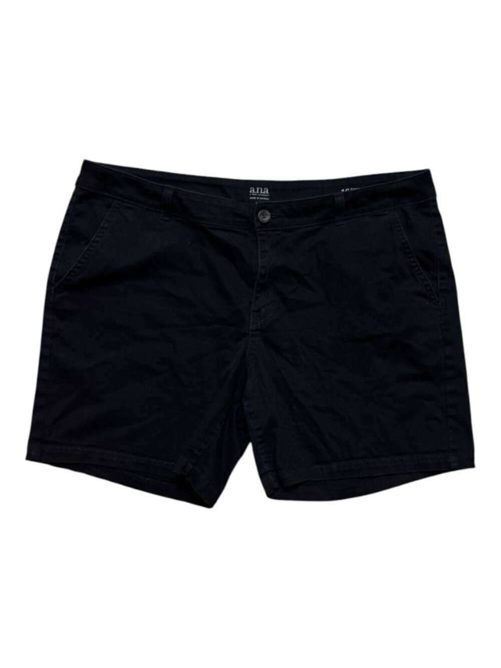 ANA Black Twill Shorts Womenβs 16 Short Mid Rise Stretch Casual
